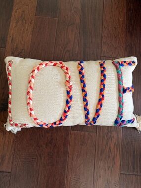 LOVE Accent Pillow made from recycled fabrics